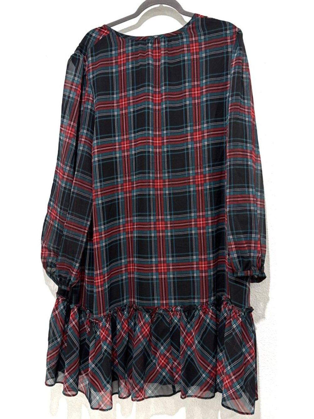 Draper James Plus Size Plaid Tartan Ruffle Tie Neck Flounce Shift Dress Size 2Xl - Picture 5 of 5